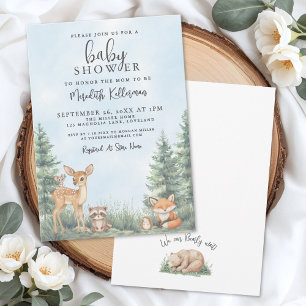 Invitación Aventura de Animales del Bosque Baby Shower
