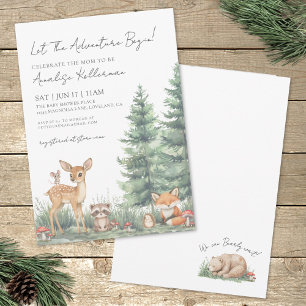 Invitación Aventura de Animales del Bosque Templado para Baby