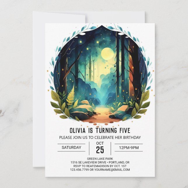 Invitación Aventura de árbol simple Cumpleaños de Woodland (Anverso)