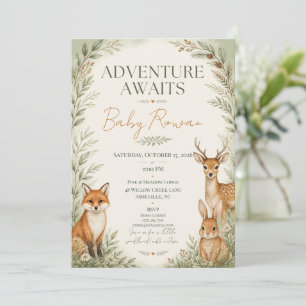 Invitación Aventura de Baby Shower de Animales del Bosque