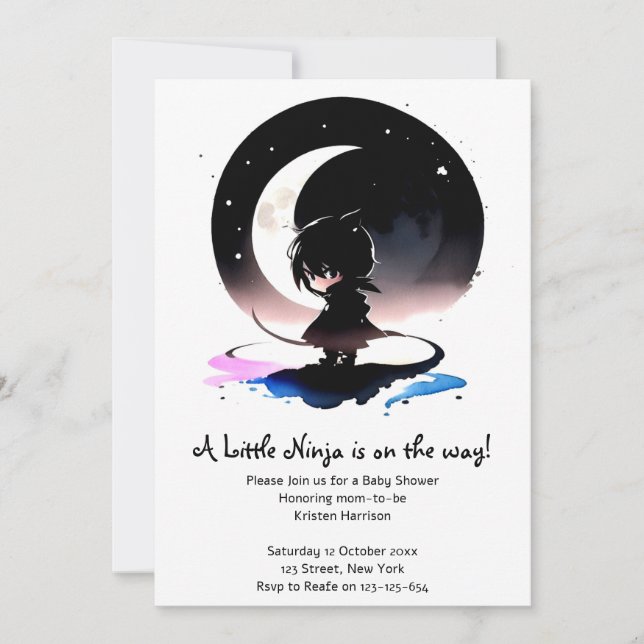 Invitación Aventura de Baby Shower en Ninja: Stealthy (Anverso)
