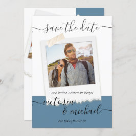 Invitación Aventura de boda rústica Foto Guardar la fecha