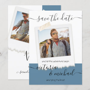 Invitación Aventura de boda rústica Foto Guardar la fecha