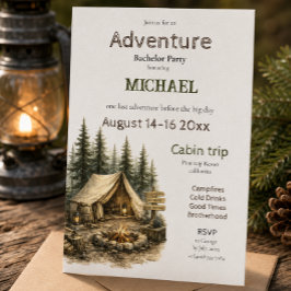 Invitación Aventura de cabaña Viaje Despedida de soltero Camp
