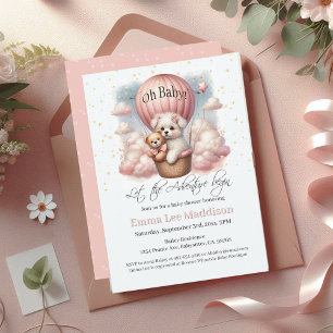 Invitación Aventura de cachorro Oh Baby en globo aerostático