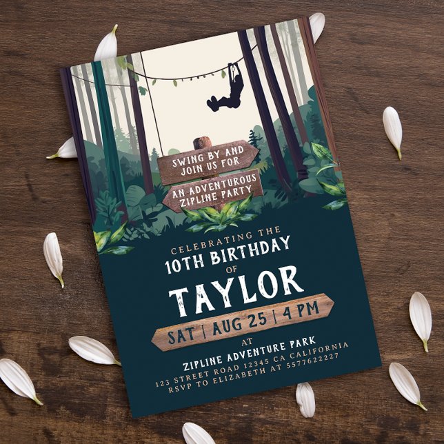 Invitación Aventura de cumpleaños al aire libre en bosque con (Subido por el creador)