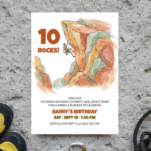 Invitación Aventura de cumpleaños de escalada en roca al aire