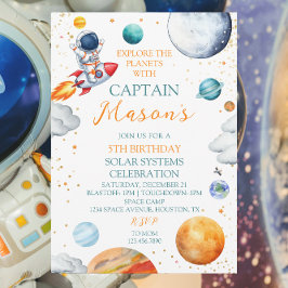 Invitación Aventura de Cumpleaños del Astronauta del Cohete e