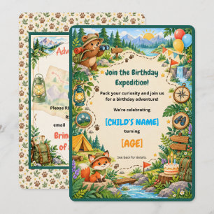 Invitación Aventura de cumpleaños del pequeño explorador con