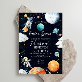 Invitación Aventura de cumpleaños en el espacio exterior con 