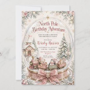 Invitación Aventura de cumpleaños en el Polo Norte Navidad Cu