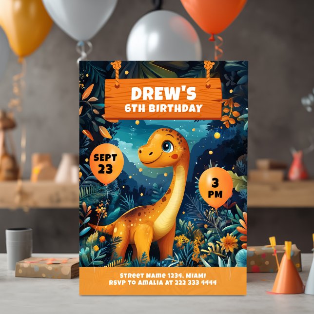 Invitación Aventura de cumpleaños en la selva del dinosaurio  (Subido por el creador)