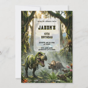 Invitación Aventura de cumpleaños épica del rugido de la jung