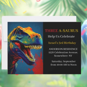 Invitación Aventura de Dinosaurio Azul