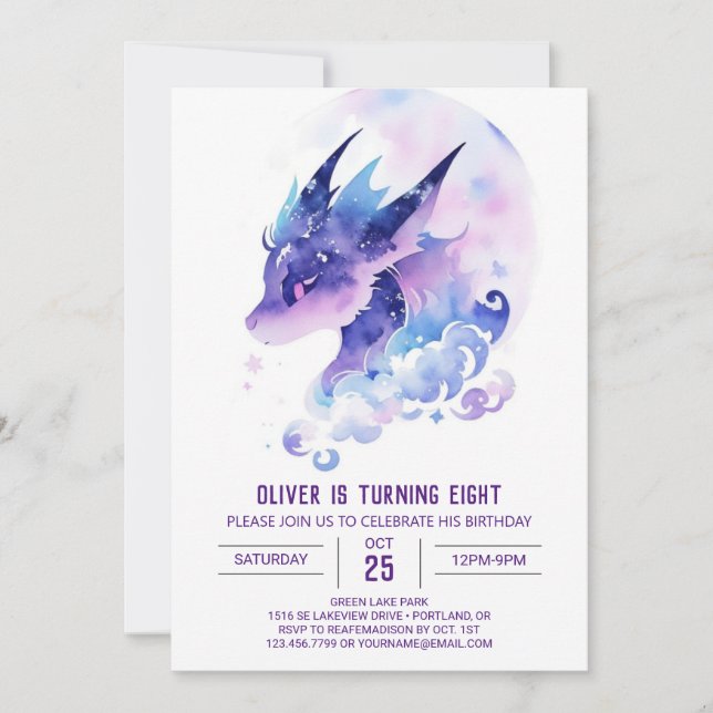 Invitación Aventura de Dragón mítica Cumpleaños (Anverso)