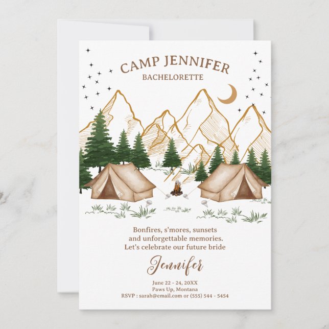 Invitación Aventura de fin de semana de despedida de soltera  (Anverso)