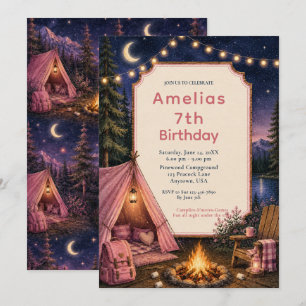 Invitación Aventura de fogata de cumpleaños en el bosque