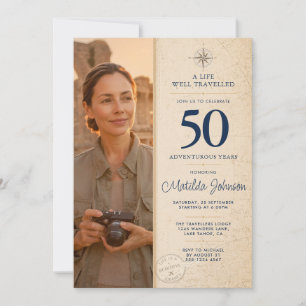 Invitación Aventura de Foto Personalizada Bien Viaje Cumpleañ