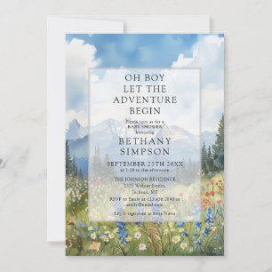 Invitación Aventura de niño comienza Montaña Fiesta floral de