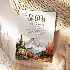 Invitación Aventura de oso de montaña de otoño rústico para b