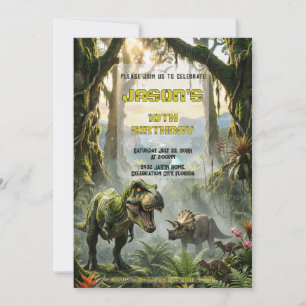 Invitación Aventura de Rugido en la Jungla del T-Rex Jurásico