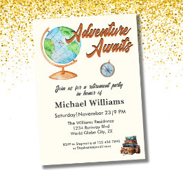 Invitación Aventura de viaje para jubilaciones espera el glob