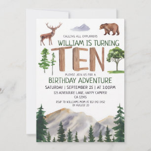 Invitación Aventura del Explorador del Bosque en su 10º Cumpl