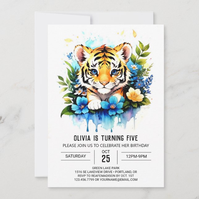 Invitación Aventura del niño pequeño Tigre (Anverso)