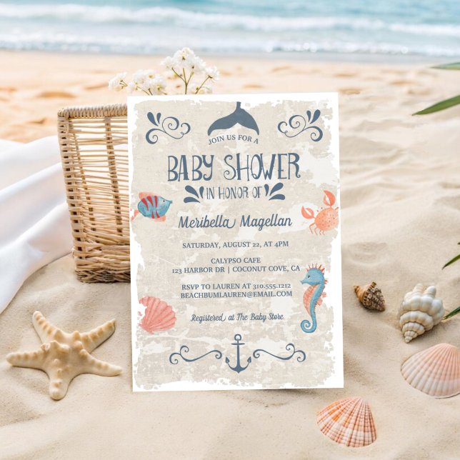 Invitación Aventura del Océano | Nautical Beach Baby Shower (Subido por el creador)