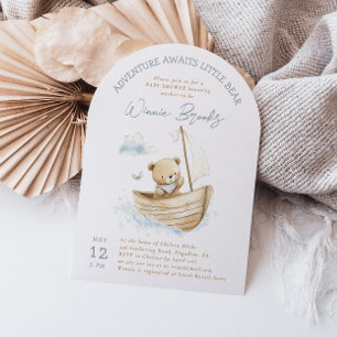 Invitación Aventura del Oso Teddy Marinero Espera la Fiesta d