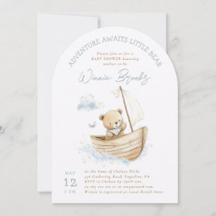 Invitación Aventura del Oso Teddy Marinero Espera la Fiesta d