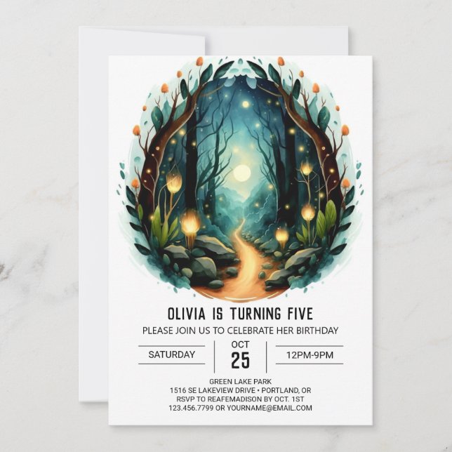 Invitación Aventura Digital Naturaleza Woodland Cumpleaños (Anverso)
