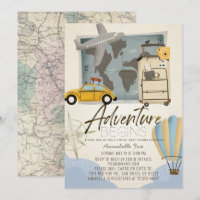 Aventura empieza mapa de viajes Baby Shower virtua