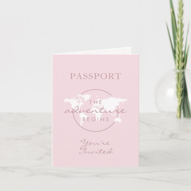 Invitación Aventura empieza viaje de Passport Tema Baby Showe (Anverso)