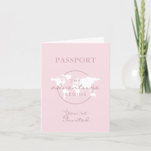 Invitación Aventura empieza viaje de Passport Tema Baby Showe