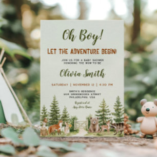 Invitación Aventura en el bosque de Woodland para baby shower