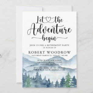 Invitación Aventura en el bosque Montañas Fiesta de jubilació