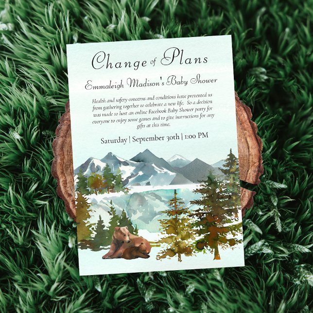 Invitación Aventura en el Bosque Osos Rústicos Cambio de Plan (Subido por el creador)