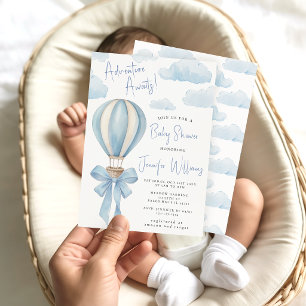 Invitación Aventura en Globo Aerostático Azul Caliente Espera