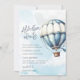 Invitación Aventura en Globo Aerostático Espera en el Baby Sh