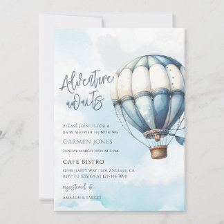 Invitación Aventura en Globo Aerostático Espera en el Baby Sh