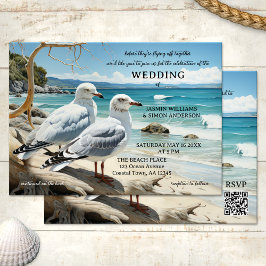 Invitación Aventura en la playa de Gavill en un solo Boda