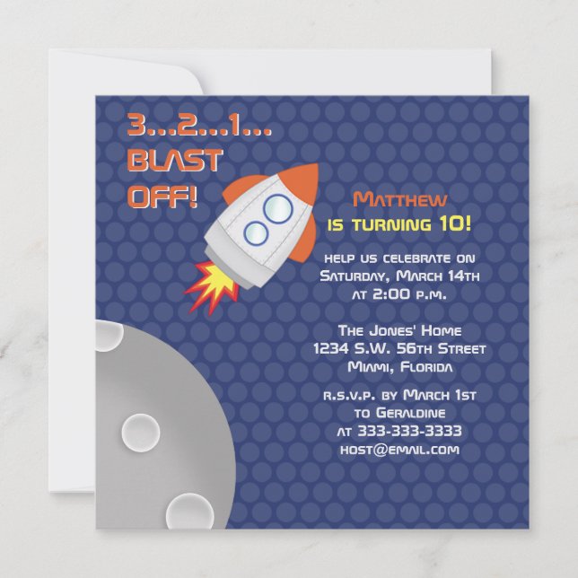 Invitación Aventura espacial (Anverso)