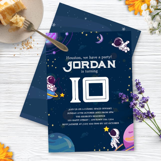 Invitación Aventura espacial: Astronautas Azules Fiesta de cu (In use)