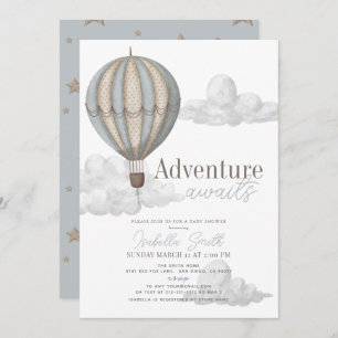 Invitación Aventura espera a Baby Shower Hot Air Balloon Boy