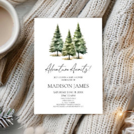 Invitación ¡Aventura espera! Baby Shower de Winter Pine Trees