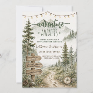 Invitación Aventura Espera Bosque Montañas Ducha de Parejas