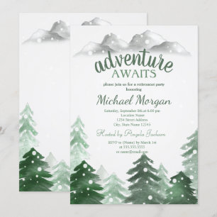 Invitación Aventura Espera Bosque Montañas Nieve Jubilación