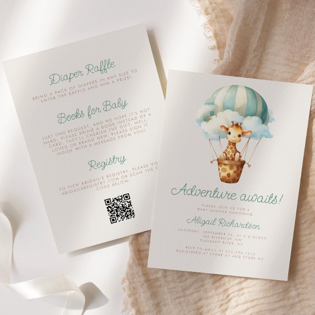 Invitación Aventura Espera Código QR Baby Shower Jirafa (Subido por el creador)