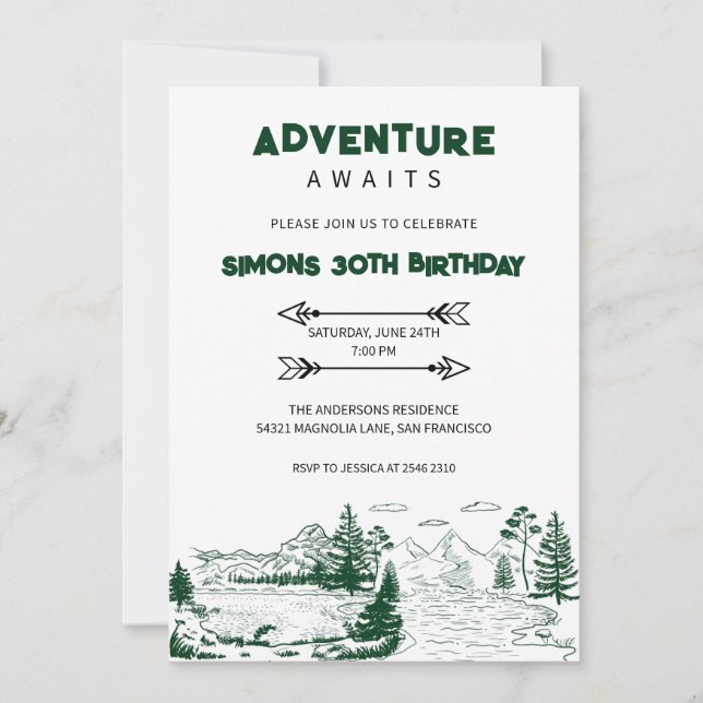 Invitación Aventura espera cumpleaños (Anverso)